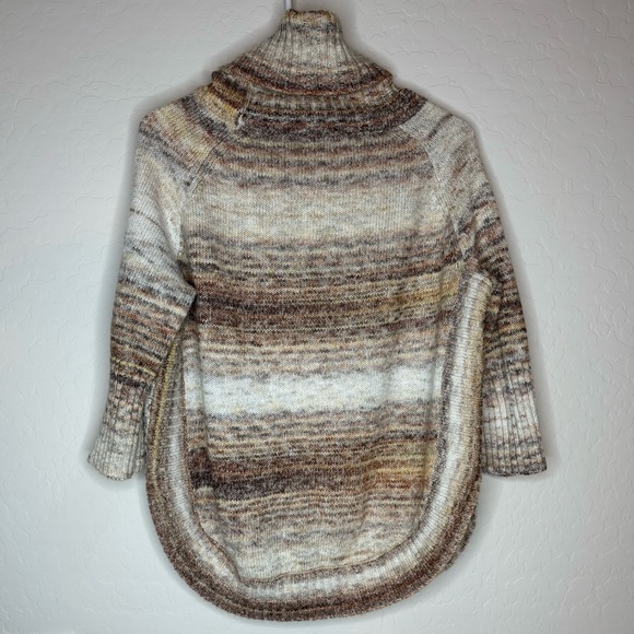 Ponsesa Sz L Striped Cowl Neck Knit Sweater Circle Hem Multi Womens - Picture 5 of 6